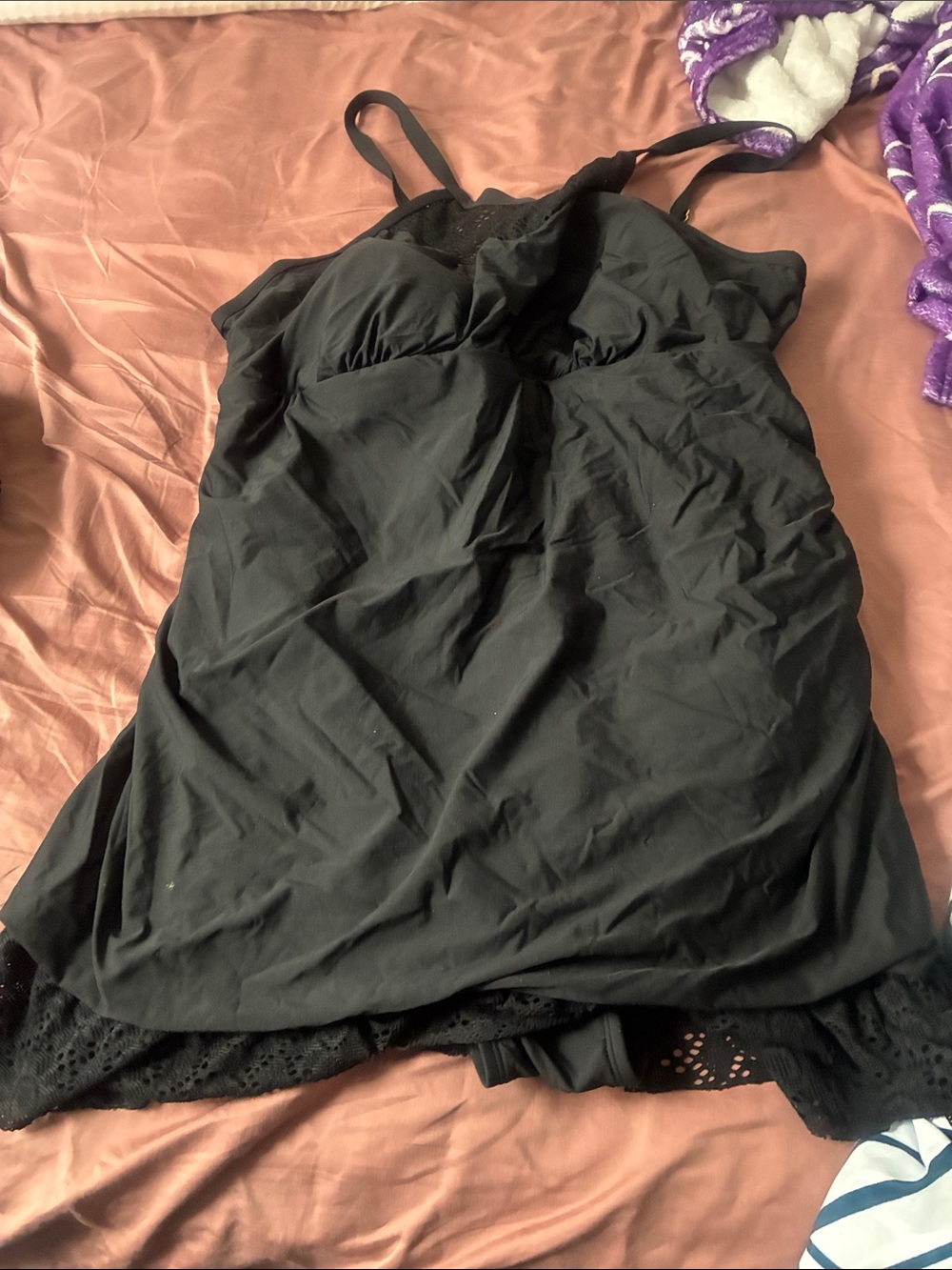 Black Lace Halter Swimsuit